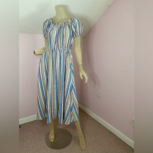 Scoop Off The Shoulder Linen Blend Dress - Picture 4 of 14